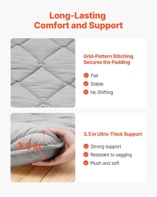 Japanse futonmatras - Opvouwbare tatami vloermatras - Maat 203,2 x 152,4 x 8,9 cm - Queen size 2-persoons - 9-laags - Opbergtas en bevestigingsset - Yoga & meditatie - Grijs — afbeelding 5