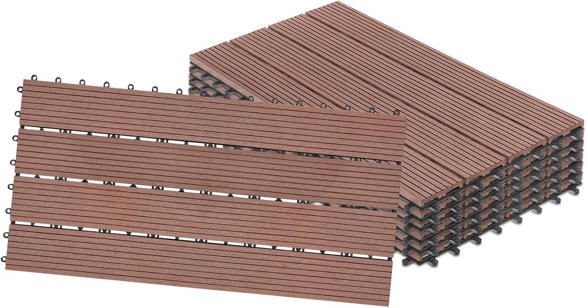 WPC Terrastegels Houtlook Kliksysteem 30x60 cm voor Balkon en Tuin