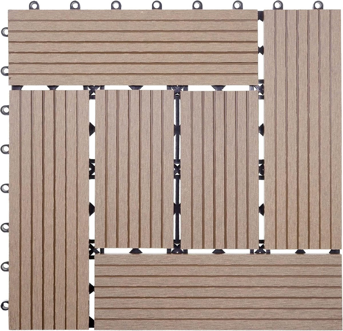 WPC Vloertegels Houtlook Balkon Terras Basis 1m² Rechte Verbinding Teak