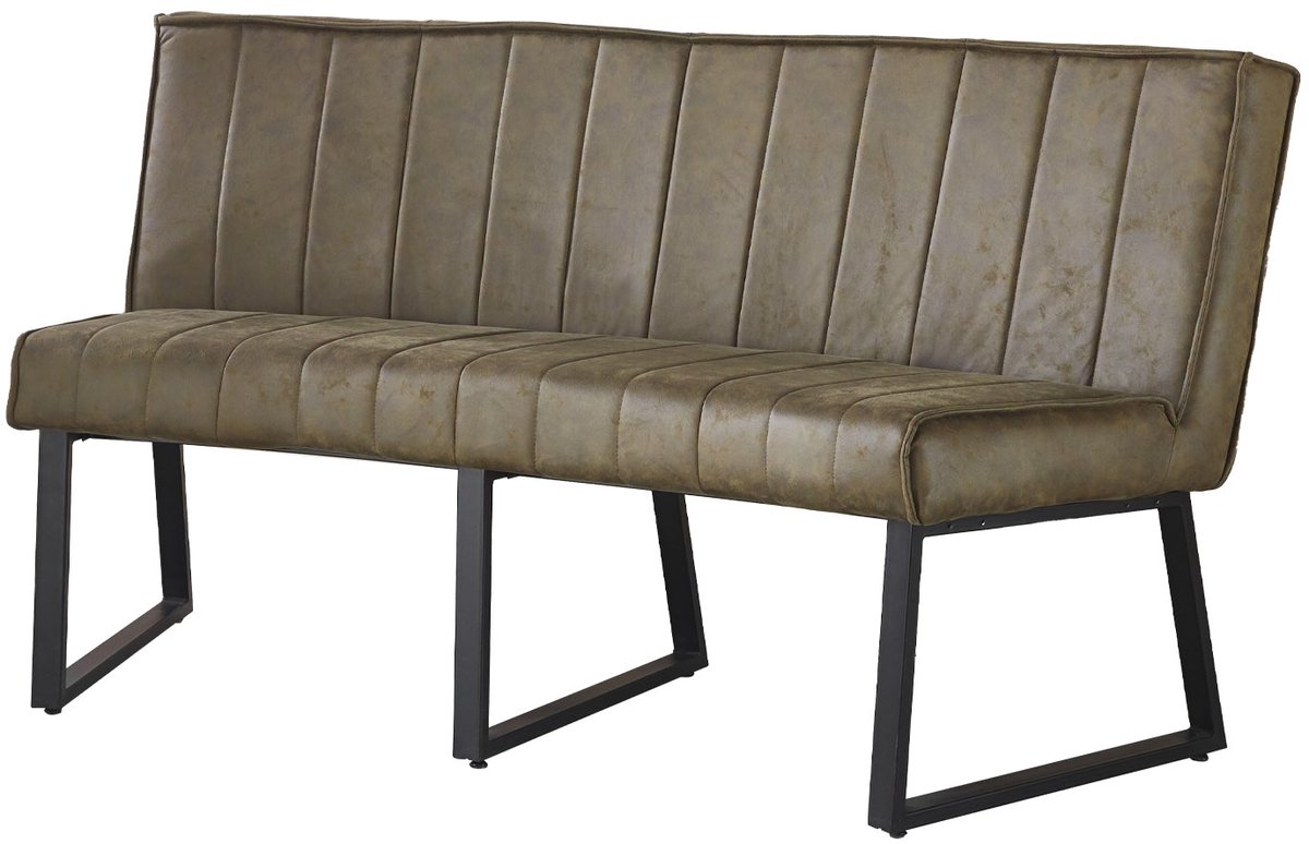 Lizzely Garden & Living Eetkamerbank Menzo ovaal 160cm donkergroen microvezel ovale eetbank