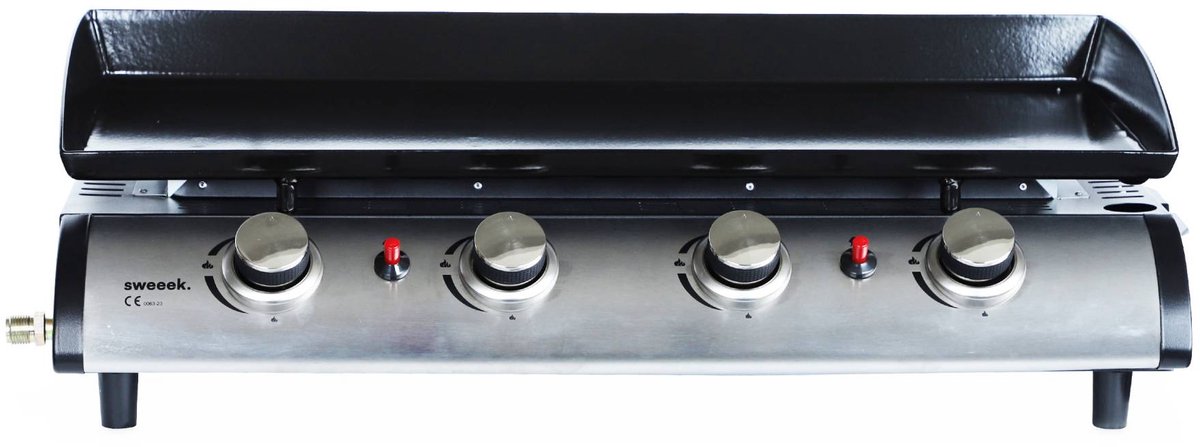 sweeek - Gasplancha 4 branders 10 kw barbecue buitenkeuken geëmailleerde roestvrijstalen plaat - porthos
