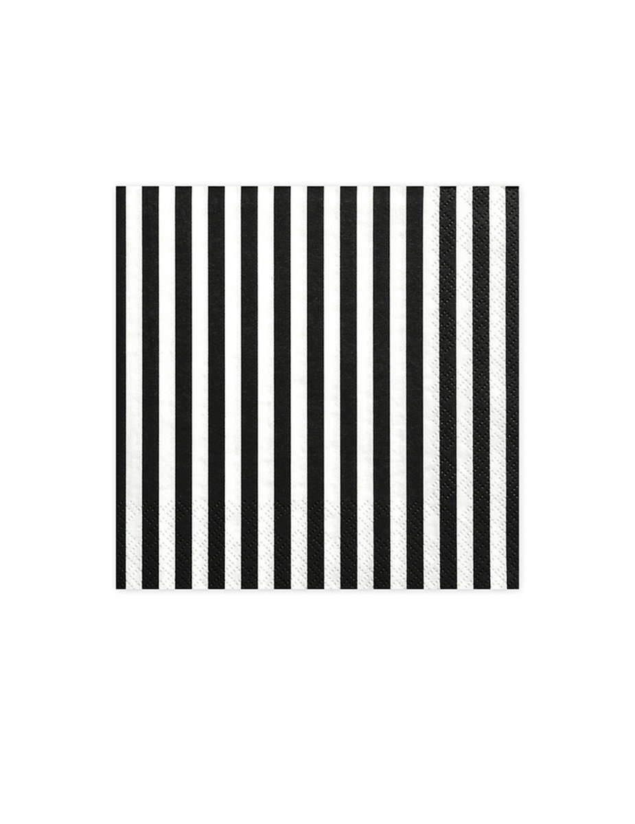 PartyDeco - Servetten zwart wit strepen (20 stuks)