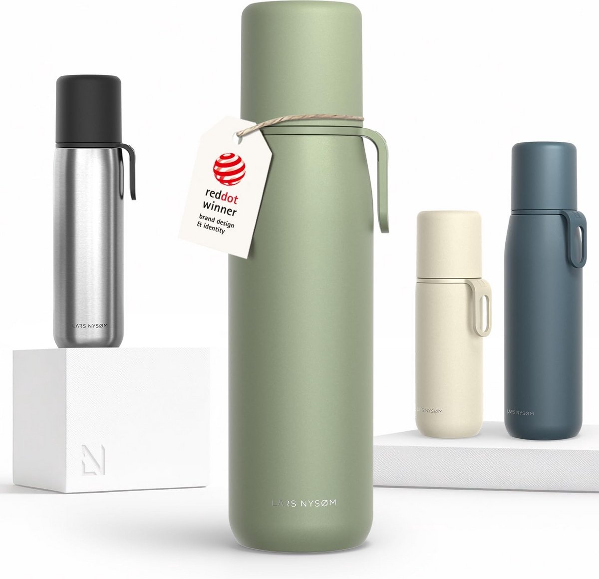 Thermosfles RVS - Dubbelwandig Geïsoleerd met Beker en Riempje, 1000ml