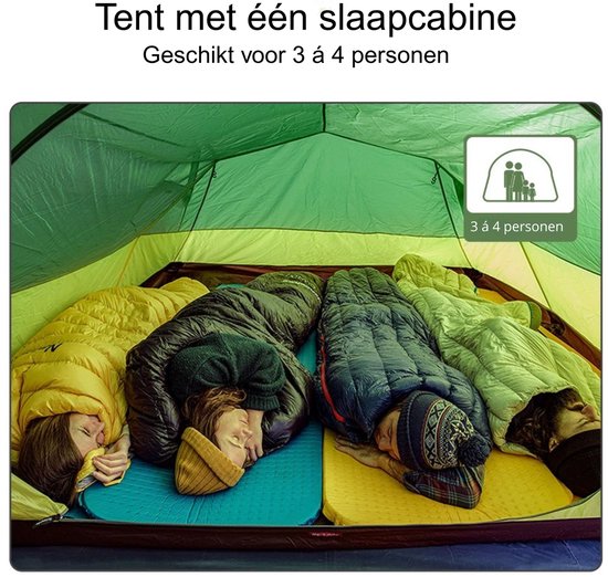 Rolu Tent - Tent Voor 3 á 4 Personen - Familietent - Tunneltent - Waterdicht - Lichtgewicht - Compact Formaat Opbergen van Merkloos — afbeelding 3