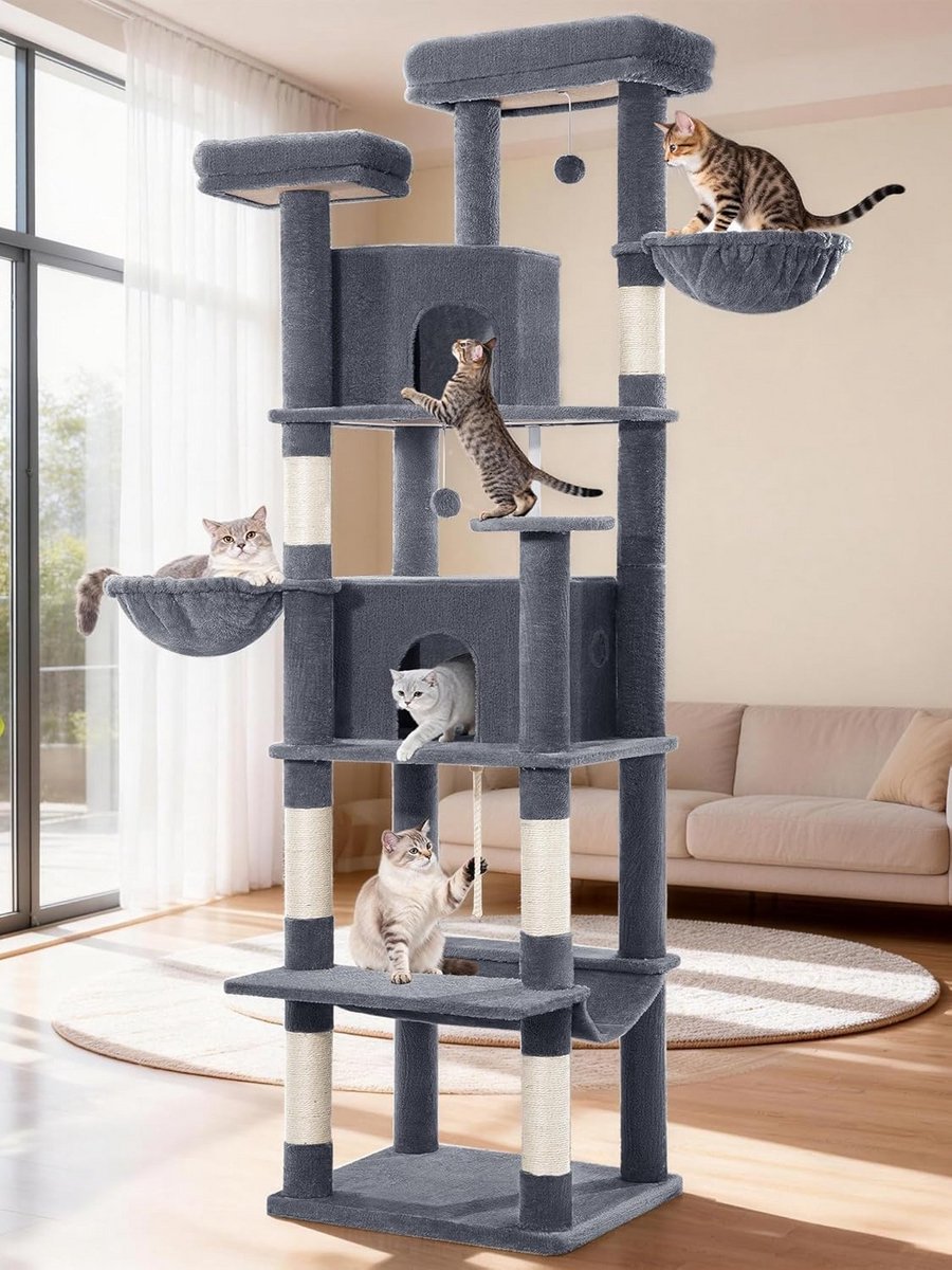 XXL Krabpaal Hoog met Huisjes en Krabmogelijkheden voor Katten