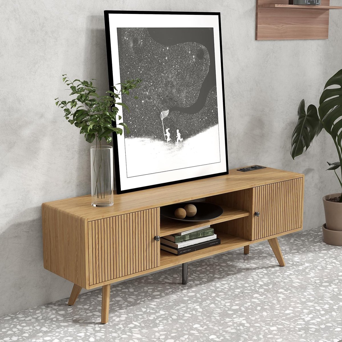 Modern Zwevend TV-meubel met Opbergruimte – Wandkast voor TV tot 52 kg, Kabeldoorvoer voor Router, DVD-speler, Gameconsole – Wit 120 cm Bellaverowonen – Afmetingen op aanvraag – Bellavero