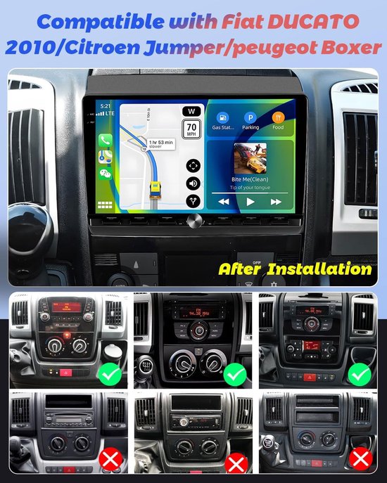 VECHTEL 9 Inch Autoradio Voor Fiat Ducato 2010 / Citroën Jumper / Peugeot Boxer – Android 15, 4G/128GB, Draadloos CarPlay & Android Auto, GPS, AHD Achteruitrijcamera