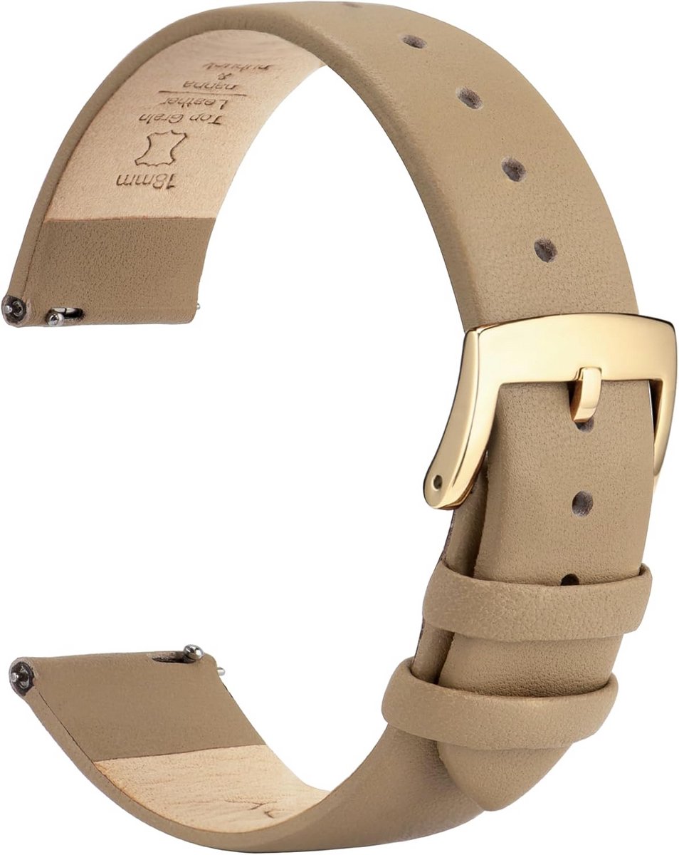 Leren Horlogeband 12-22mm met Snelsluiting voor Smartwatches en Horloges - Unisex Nerfleer