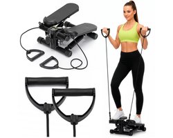 Actiget® Stepper - Stepper Fitness - Mini Stepper - Met Computer en Weerstandsbanden - Traploper - Crossfit - Fitness - Zwart