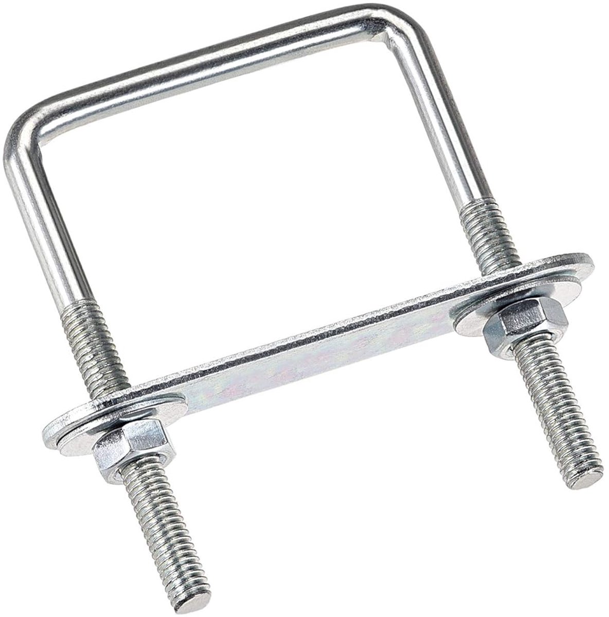 2 stuks vierkante U-bouten, 50 mm, binnenbreedte, koolstofstaal, M6, beugelschroef met moeren, frameplaat, ronde sluitringen