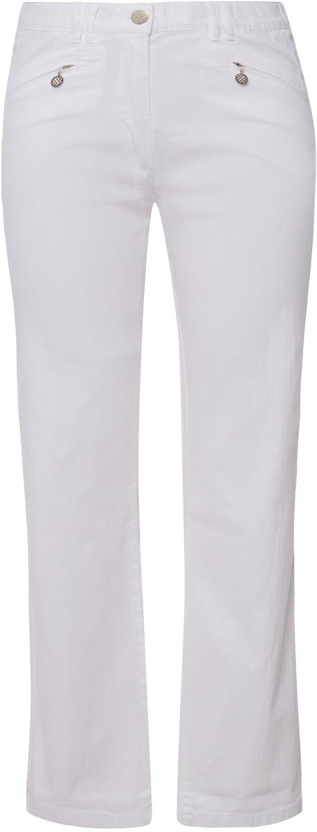 Ulla Popken - Dames - Zomerbroek Mony comfortabel licht ritszakken stretch - Sneeuwwit - Maat 26