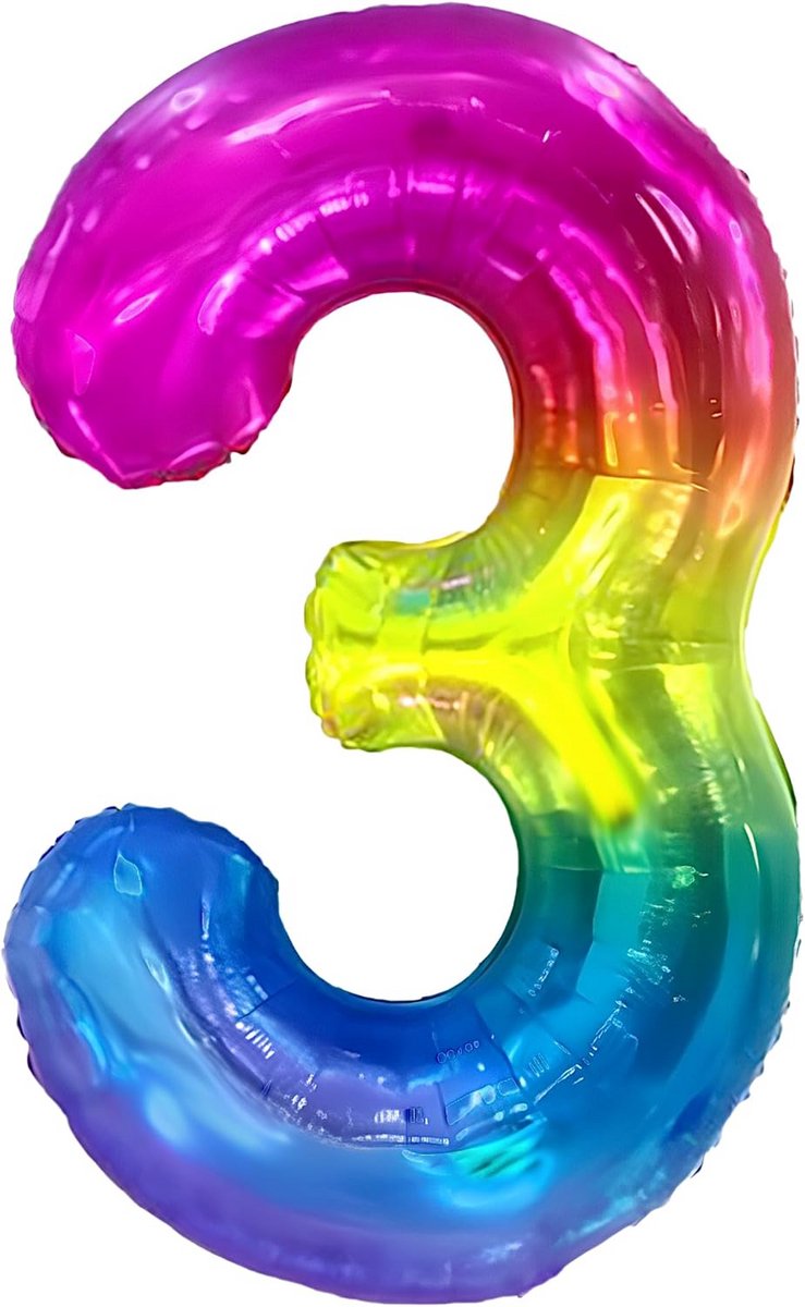 Grote Regenboog Cijfer Ballonnen 100cm Voor Verjaardag 3 Jaar – Lucht of Helium