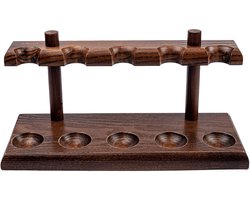 Handgemaakte Houten Pijpenstandaard voor 5 Tabakspijpen - Massief Essen