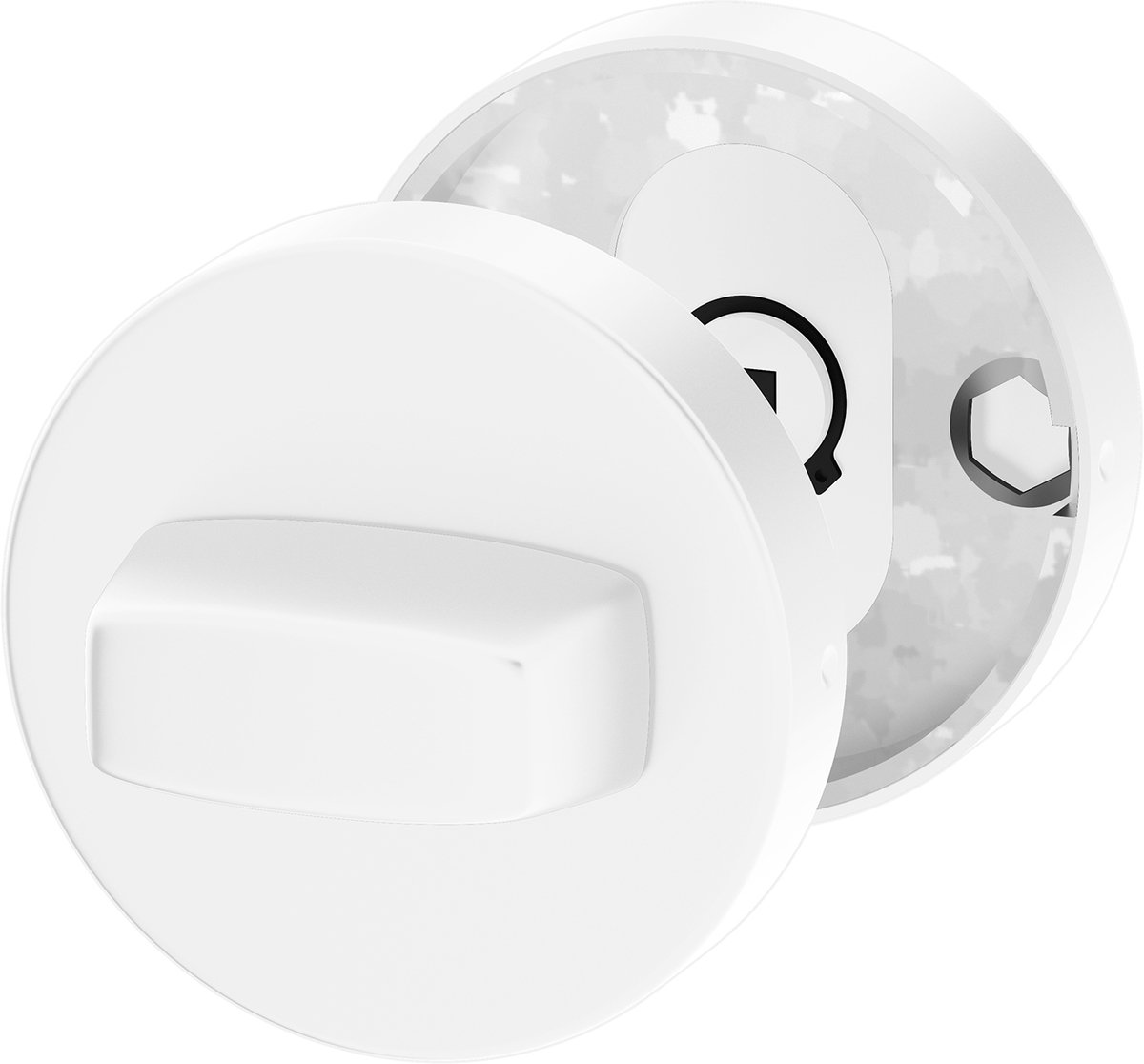 ERGO line Deurbeslag- WC Slot - Mat Wit, voor toilet/badkamer, Rozet met toiletsluiting, WC-rosetset wit - Ronde rozetten voor badkamer- en toiletdeuren