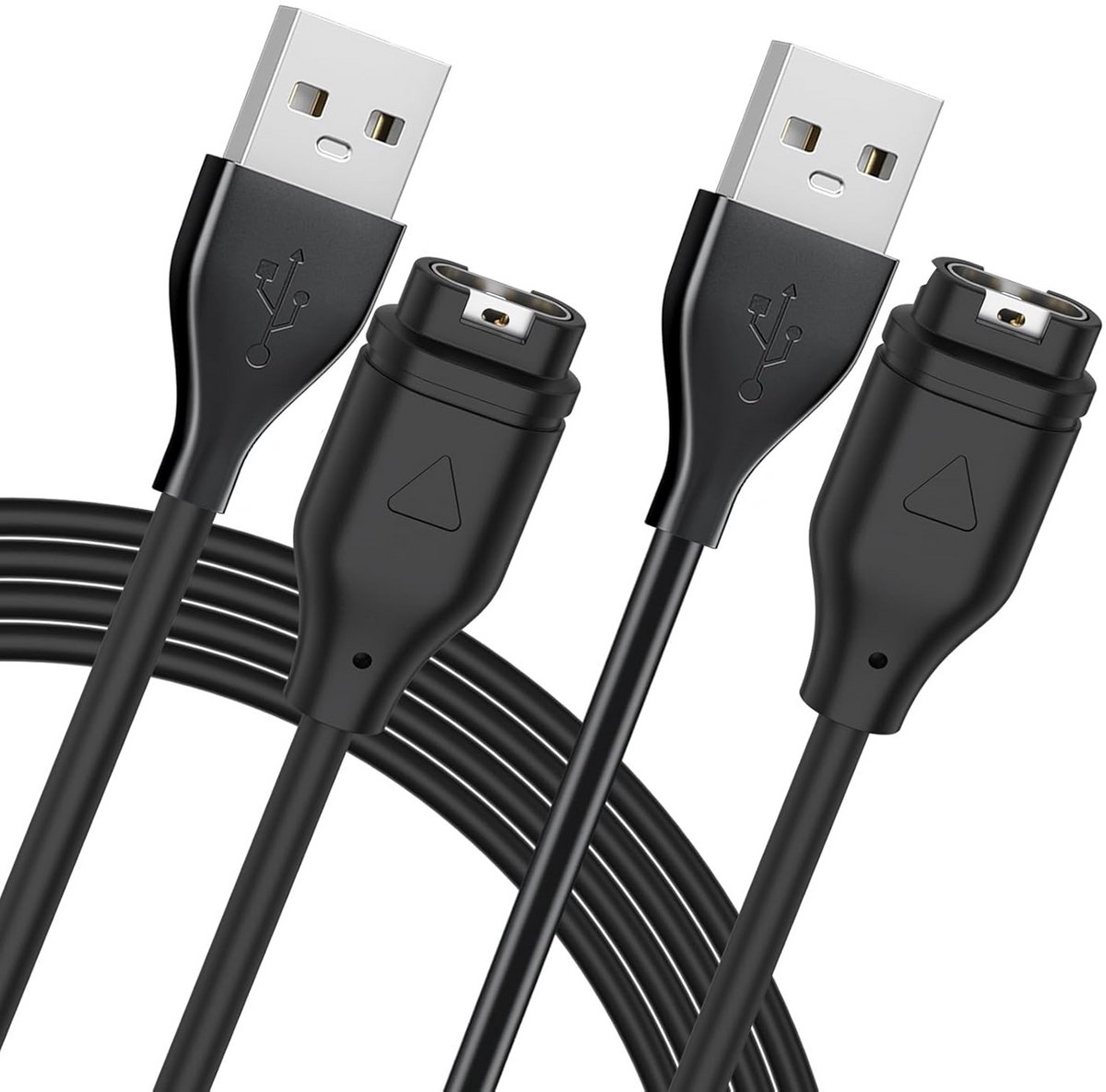 Qost - USB-A naar Garmin Kabel - 1 Meter - PVC - Zwart - Garmin oplaadkabel - Compatibel met Garmin Instinct / Forerunner / Fenix - 2-Pack