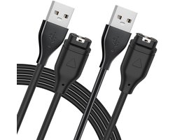 Qost - USB-A naar Garmin Kabel - 1 Meter - PVC - Zwart - Garmin oplaadkabel - Compatibel met Garmin Instinct / Forerunner / Fenix - 2-Pack