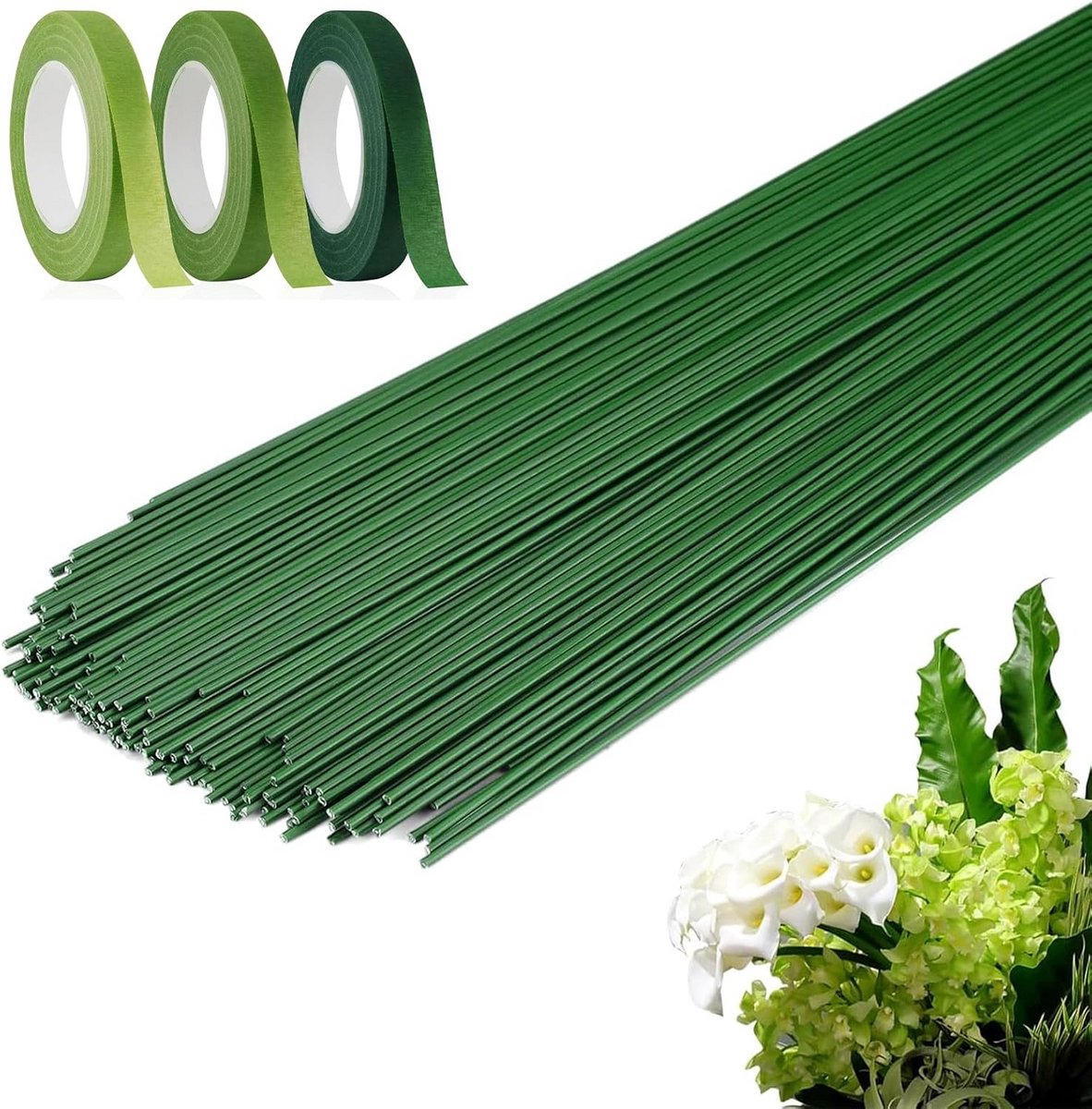 150 Stuks Groene Bloemendraad en Lint Set voor Boeketten en Ambachten