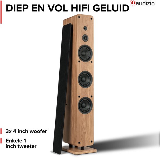 Actieve speakerset - Audizio ARCO HiFi speakers - Vloerstaande speakers met Bluetooth - 320W - Houtlook — afbeelding 3