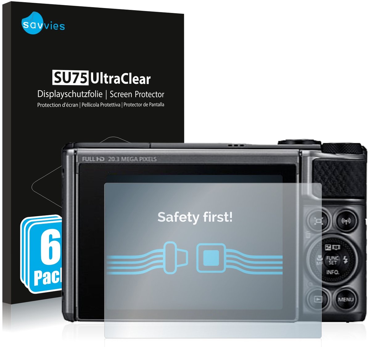 Savvies - Screenprotector voor Canon PowerShot SX730 HS - Folie Beschermfolie transparant 6 Stuks