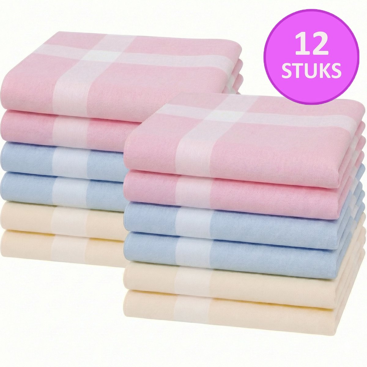 Sorprese Zakdoeken Dames - Florence - 12 Stuks - 100% Katoen - Luxe Herbruikbare Dames Zakdoeken - Pastel Set