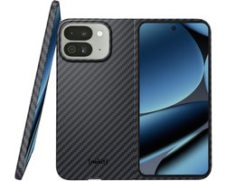 NEKIT Fiber Hoesje Geschikt voor Google Pixel 10 Pro Fold - Compatibel met MagSafe en Qi2 - High-Tech Kevlar - PixelSnap Back Cover Ultra Dun - Grijs/Zwart