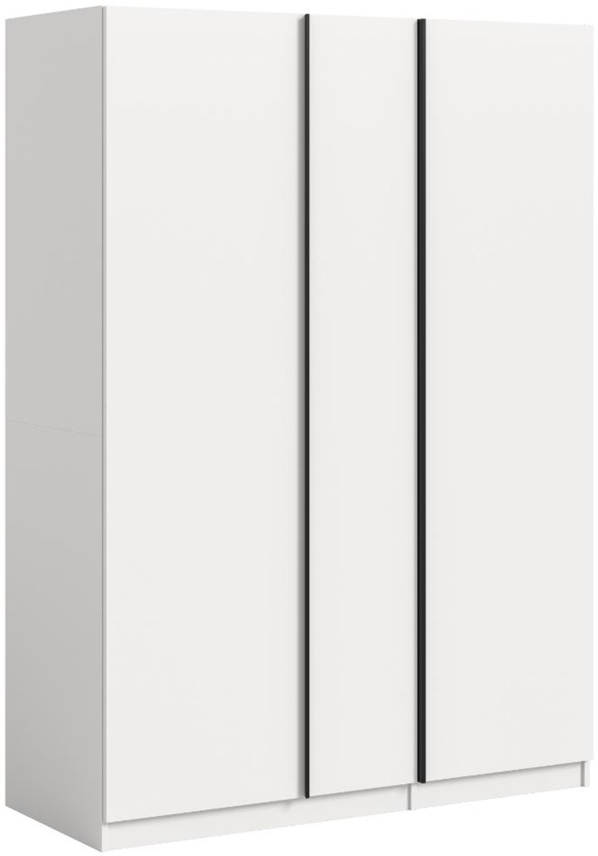 Kledingkast Oakland - 130x183x53 Cm - 3 Deuren - Wit