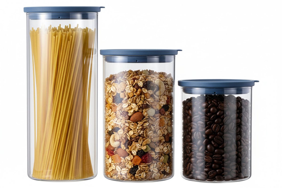 Cookinglife Voorraadpotten set - Glas - ø 13 cm - 1.5 / 1.9 / 2.5 Liter - 3 stuks