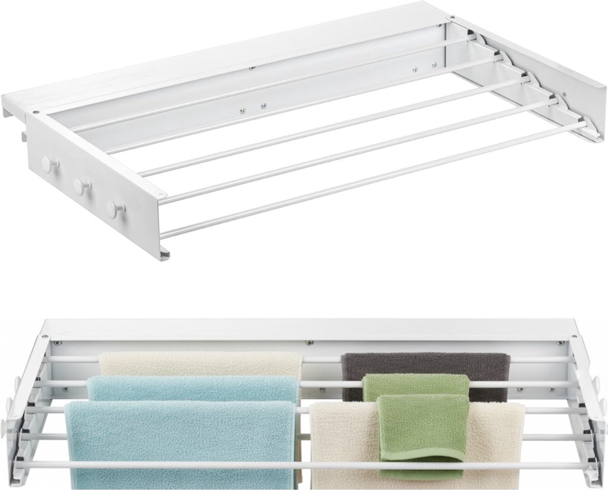 NBAP® Wanddroogrek - Droogrek Inklapbaar - Wasrek - Droogtoren - Droogrekken - Wit