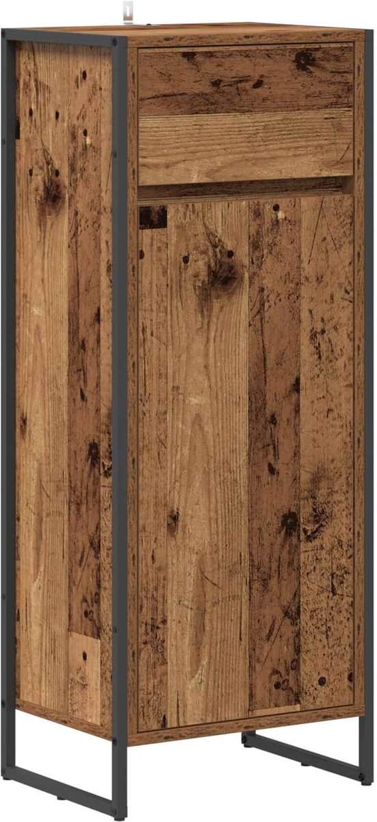 vidaXL - Badkamerkast - Oud - Hout - 40 - x - 30 - x - 100 - cm - Bewerkt - hout