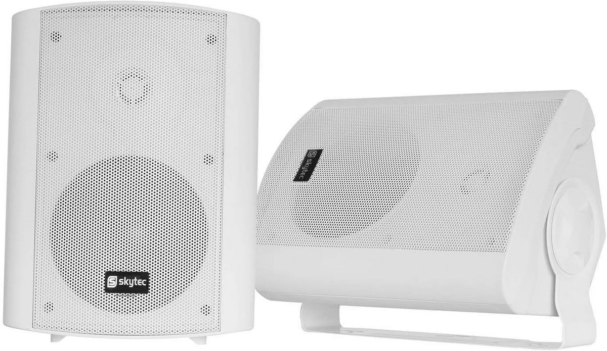 Set van 2 Compacte 2-Weg Luidsprekers Wit - 100W Stereo Speakers voor Thuis of Horeca