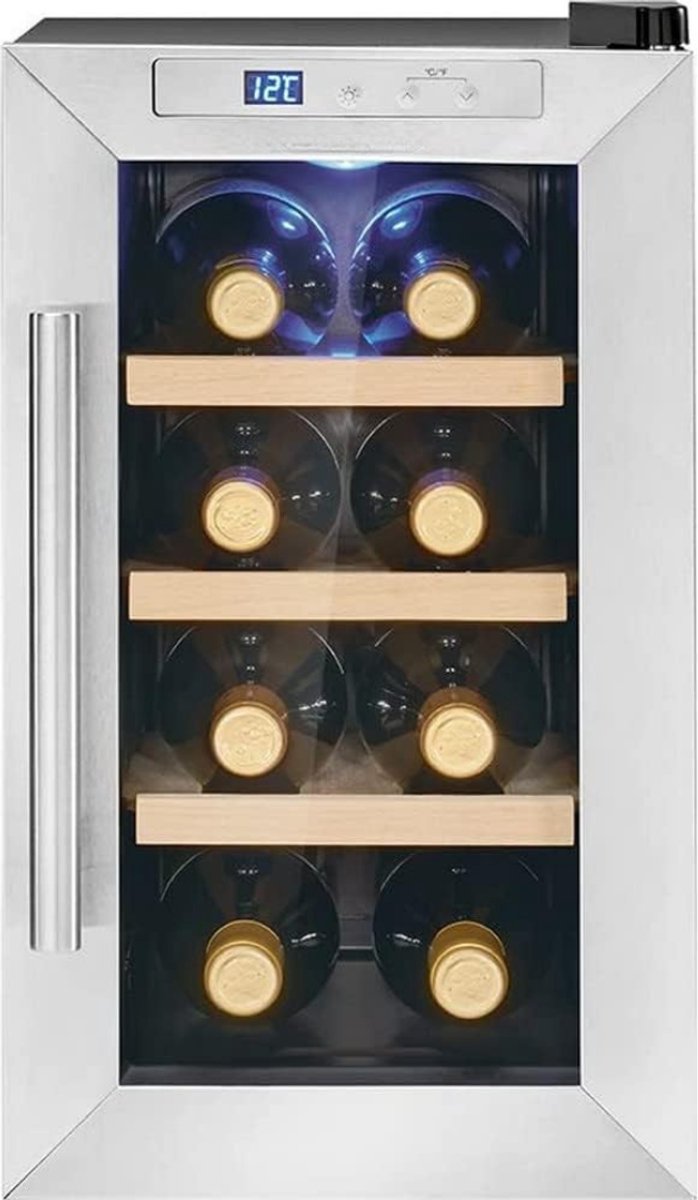Florixa®Professionele Horica Minibar Koeling – Wijnkoelkast 23L – Flessenkoelkast met Glazen Deur – Zwart - ‎31cm x 54cm x 52cm