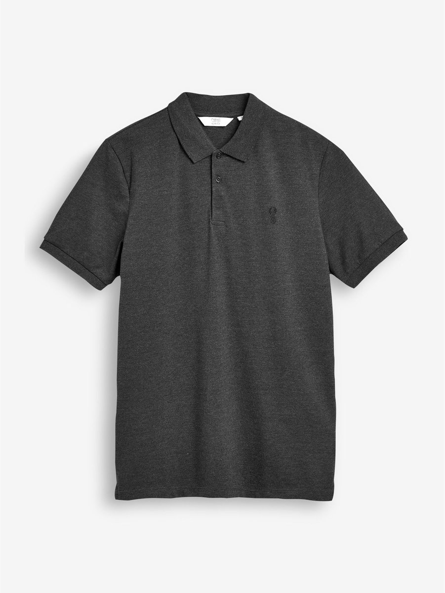 Next - Heren - Slim-fit piqué-poloshirt met korte mouwen - Grijs