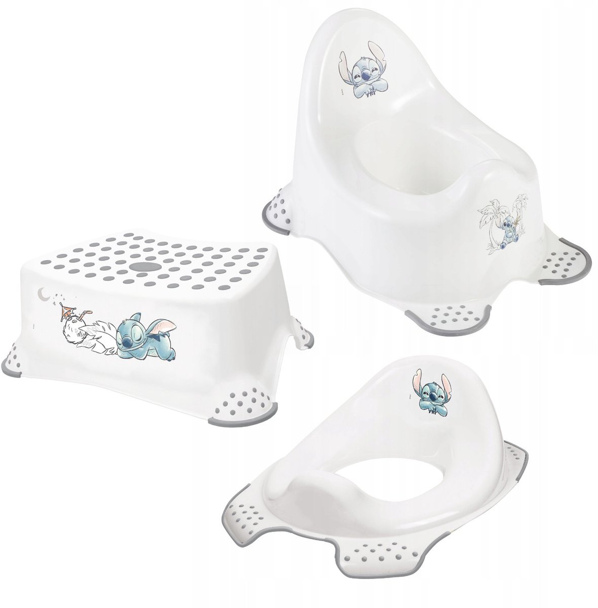 Keeeper - Set van Antislip Opstapje, Plaspot en Toilettrainer - Stitch - max. 80 kg