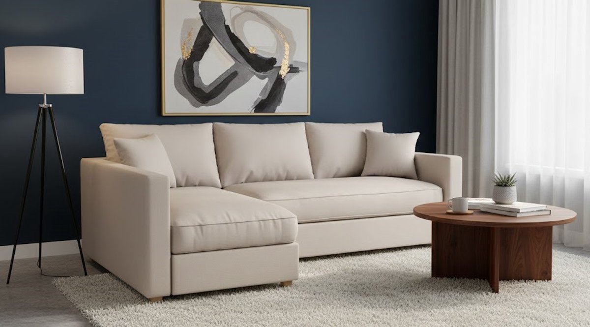 Luxe Friheten Hoesbank Overtrek – Polyester Beige, Rechts Lang – Perfecte Pasvorm, Duurzaam & Beschermend, Geschikt voor IKEA Friheten Slaapbank House&Garden