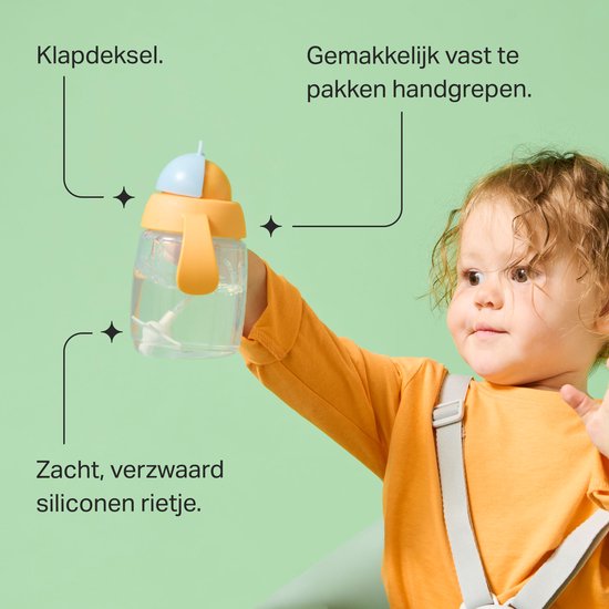 Tommee Tippee rietjesbeker - 2 stuks - 240 ml - met handgrepen en verzwaard siliconen rietje - voor peuters van 6m+ maanden - blauw en oranje van Merkloos — afbeelding 3