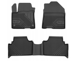 Frogum No.77 Automat / Vloermat - 3D Pasvorm - Geschikt voor Hyundai Kona EV Electric 2018-2023 - TPE Rubber - 3-delig - Hoge Rand 4cm - Zwart