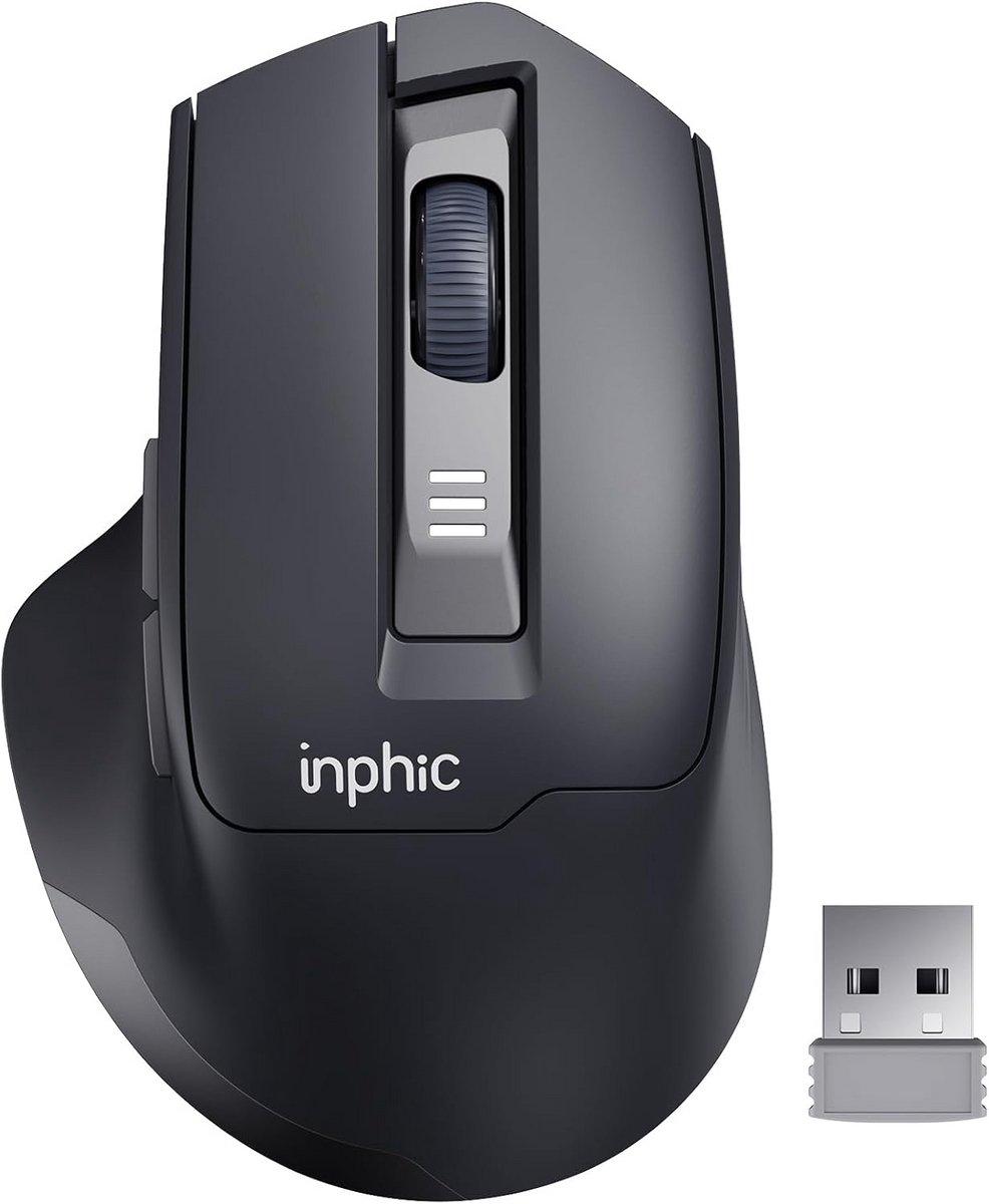 Oplaadbare Ergonomische Draadloze Muis met USB Ontvanger voor PC Laptop Stille Klik