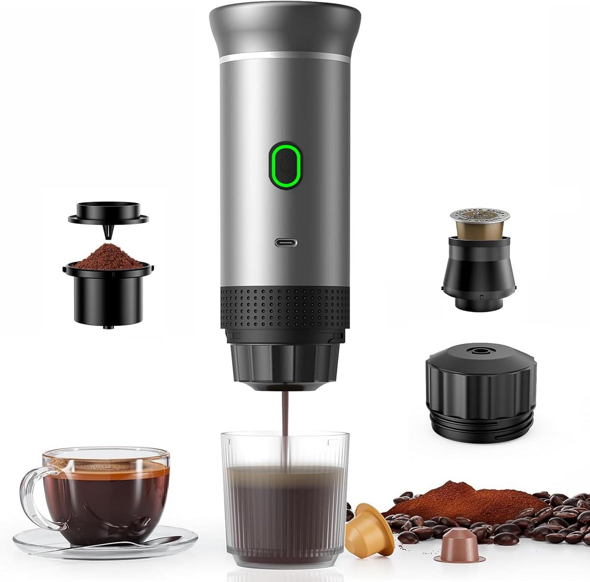 Draagbare Elektrische Espressomachine voor Auto en Thuisgebruik Zelfverwarmend