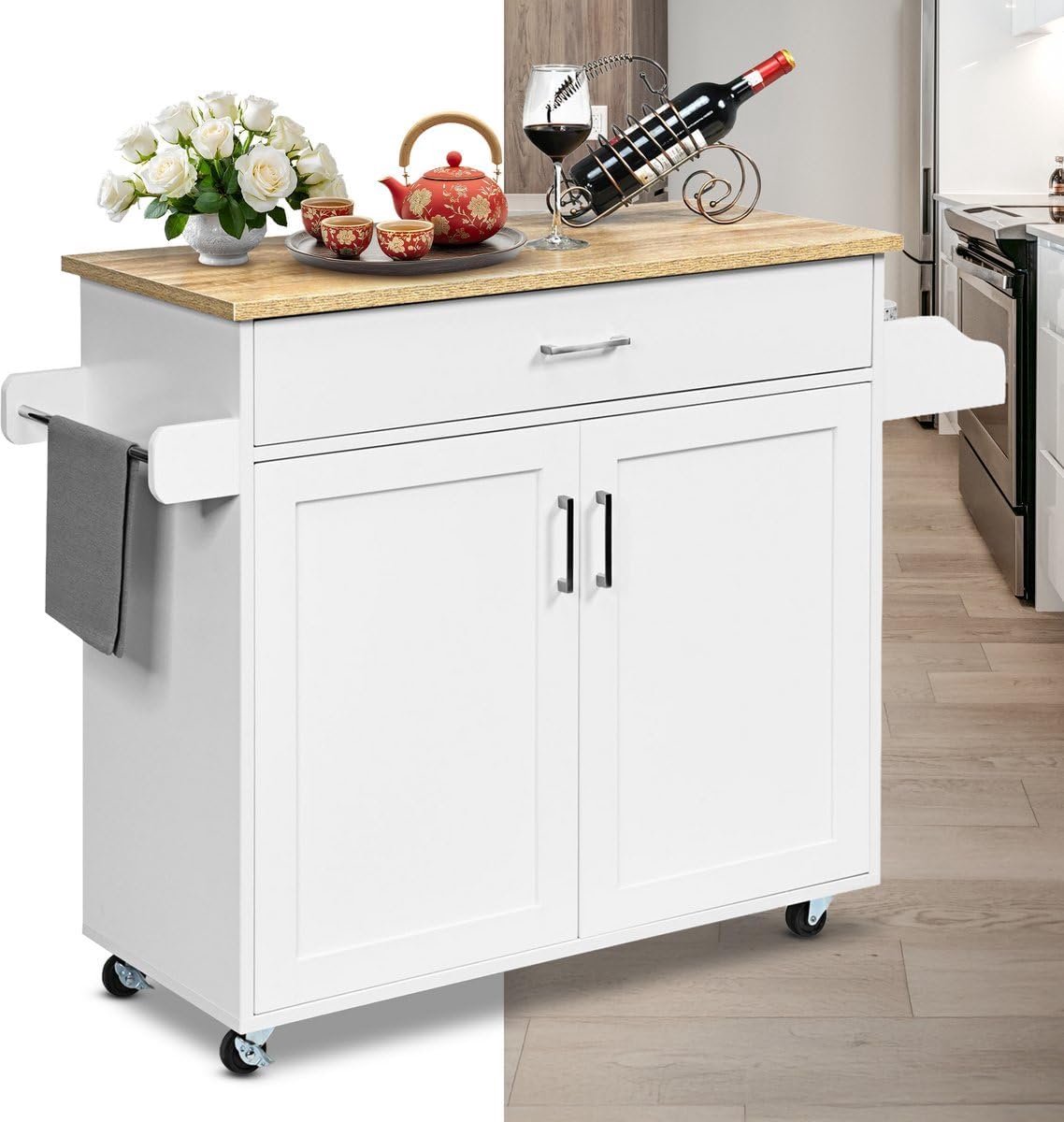 Keukeneiland - Verplaatsbaar - Keukenkast - Dressoir - Organizer - Keukenblok