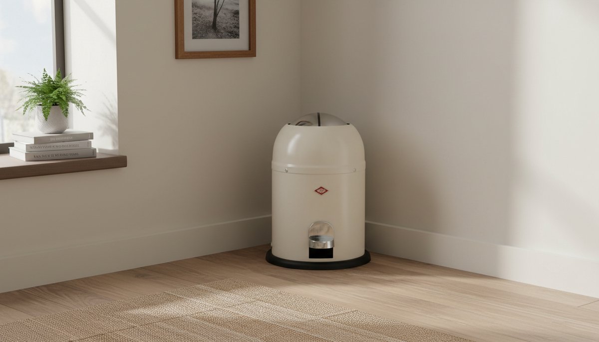 Pedaalemmer Casa Serena Mini Master - 6 liter Cosmetica-emmer Mat Zand - Hygiënische Badkamer-, Keuken- en Kantoorafvalemmer - Geluidsarme Sluiting met Kunststof Inzetstuk - Modern Cilindrisch Design