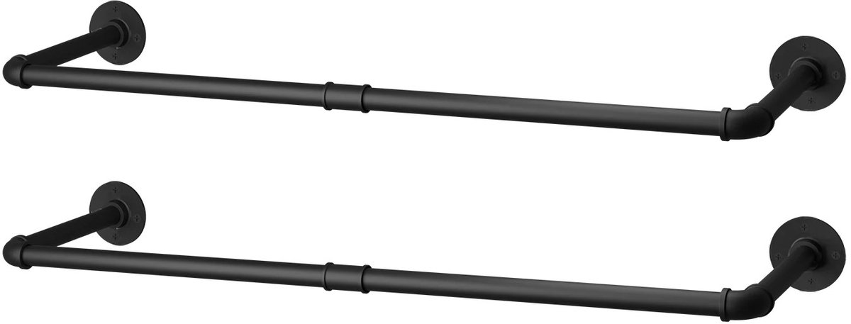SOLVA Kledingrek - Kledinghangers - Kledingstang - 2 Stuks - Metaal - 92 cm - Zwart