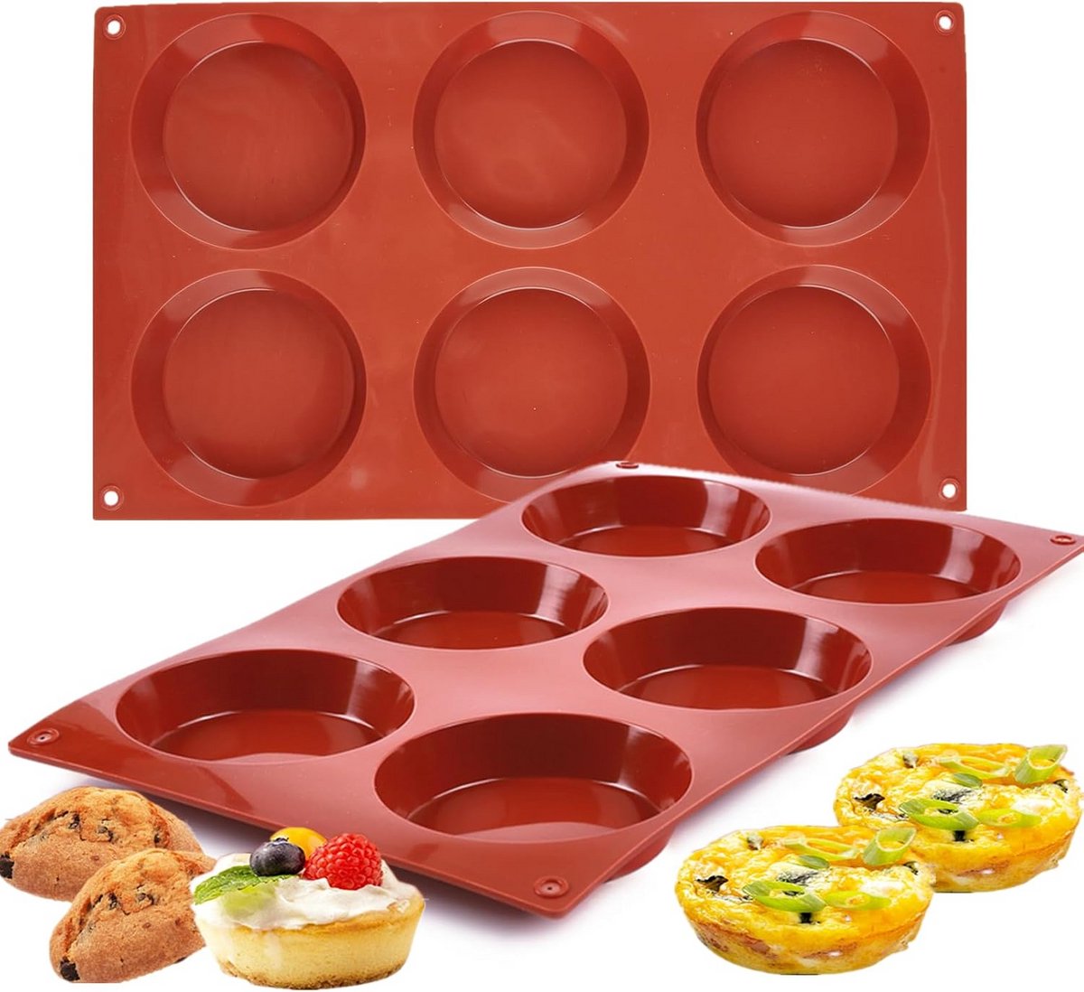 2x Siliconen Muffin Bakvorm - Non-stick voor Pannenkoekjes, Eimuffins en Mini Taartjes