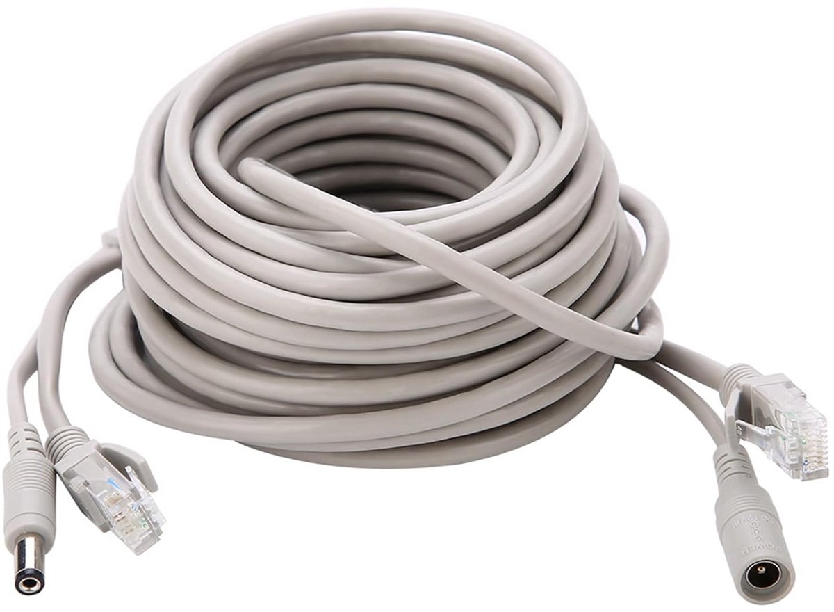 Ethernet CCTV-kabel met DC Voedingsverlenging - RJ45 voor IP Camera en NVR Systeem