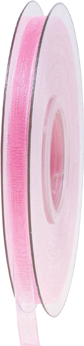 Organzalint, cadeaulint, roze lint, met zelfkant, 6 mm, 50 m