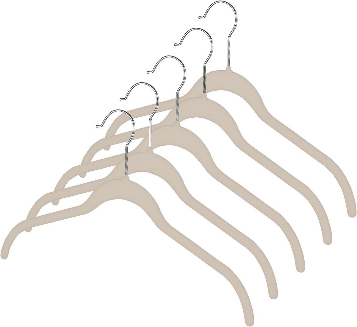 Dunne Kledinghangers Met Velours Antislip - Set van 5 Beige