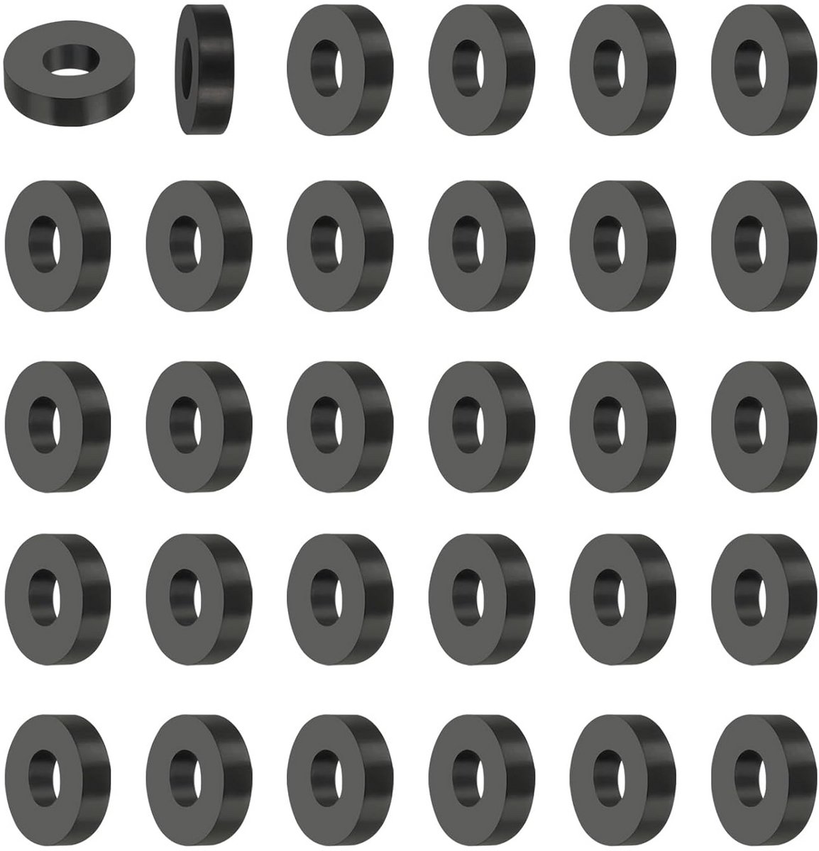 Set van 30 Zwarte Rubberen Afdichtingen voor Vibratiereductie ID 5mm OD 13mm