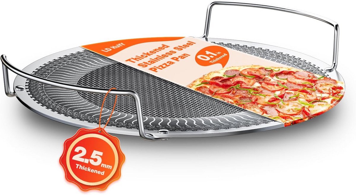 RVS Pizzapan 33 cm - Anti-Aanbak Bakplaat voor Oven - Duurzaam & Veilig