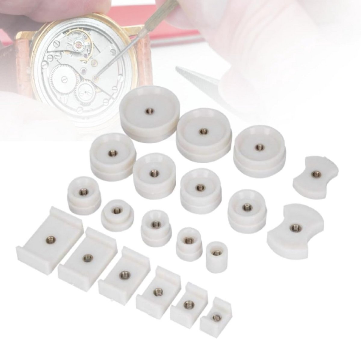 20 Delige Set Horlogemakers Gereedschap: Drukker Voorhorlogekast Reparatie Matrijzen