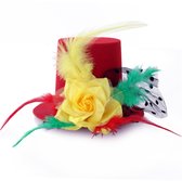 Verkleed - mini - hoge hoed - rood/geel/groen - voor dames - Carnaval/feest thema