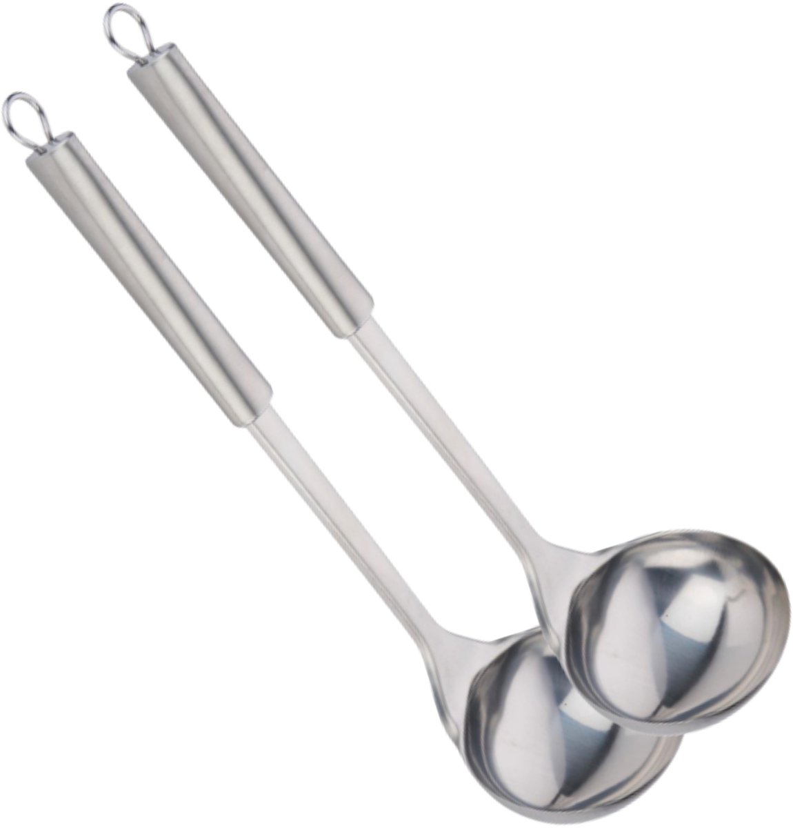 Soep/saus opscheplepel - 2x stuks - zilver - RVS - 31 cm - Keukengerei - soeplepel